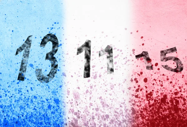 벽에 그려진 더러운 프랑스 깃발 — 스톡 사진