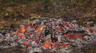 Güzel arka plan kamp ateşi yanan ateşi ile günlükleri ahşap şömineler