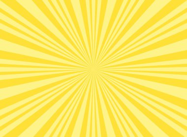 Gün ışığının geniş arkaplanı. Sarı ve beyaz renk yatay arkaplan patlaması. Vektör çizimi. Güneş ışını güneş patlaması desenli arka plan. Retro parlak duvar kağıdı. Klasik sirk posteri ya da pankart