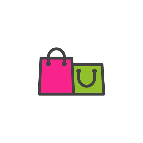 Dos Bolsas Papel Compras Icono Plano Aislado Blanco Ilustración Vectorial — Vector de stock