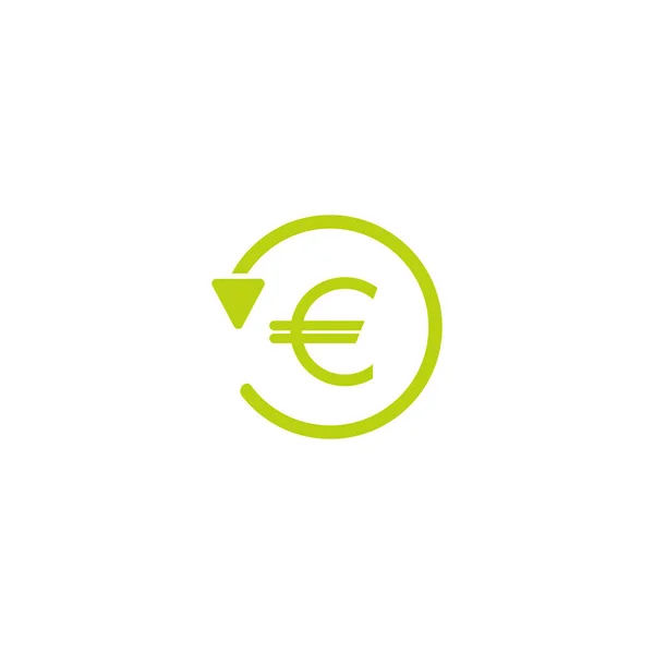 Seta Redonda Verde Com Euro Verde Ícone Plano Isolado Branco — Vetor de Stock
