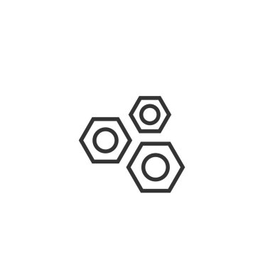 Beyaz üzerine siyah vida fındık ikonu izole. Ev onarım aleti. Koru, ayarla, destekle, düzelt düğmesini. Servis sembolü. Vektör illüstrasyonu.