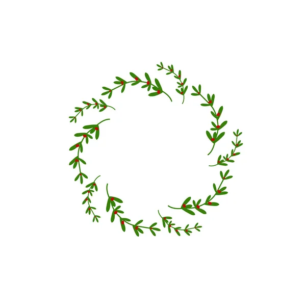 Wreath Omela Mistletoe Twigs Berries Raceme Christmas Garland Good Greeting — Stock Vector