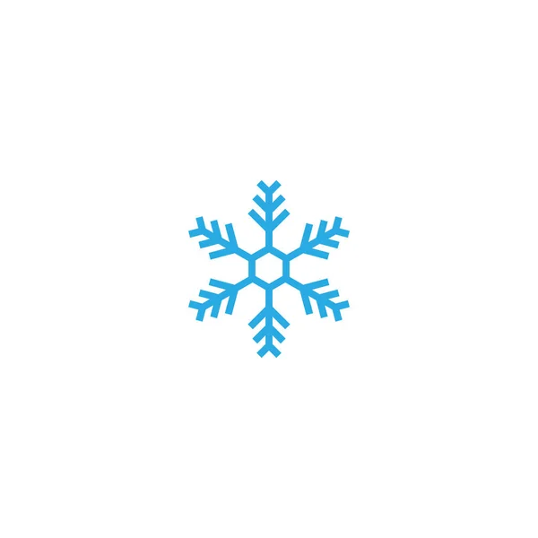 青い平らな雪の結晶のアイコンは白に隔離されてる 凍えて冷たい氷のピクトグラム ベクトルイラスト ウェブボタン クリスマスのラベル 冬の看板 — ストックベクタ