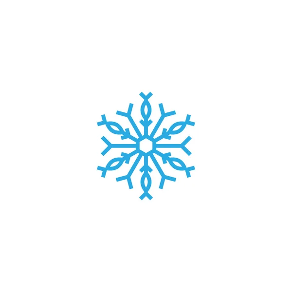 青い平らな雪の結晶のアイコンは白に隔離されてる 凍えて冷たい氷のピクトグラム ベクトルイラスト ウェブボタン クリスマスのラベル 冬の看板 — ストックベクタ