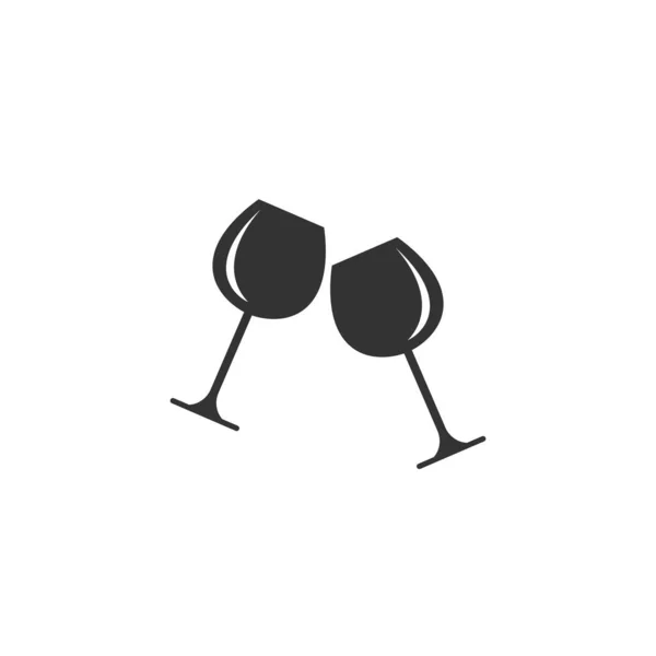 Two Glasses Red Wine Icon Mulled Wine Icon Flat Black — Stock Vector