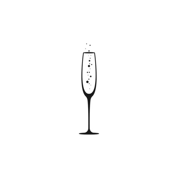 Champagne Glass Icon Goblet Icon Flat Black Simple Pictogram Isolated — Stock Vector