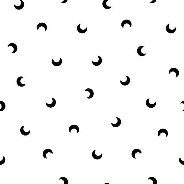 Seamless Pattern Black Half Moon Crescents White Background Ethnic Abstract — Stock Vector