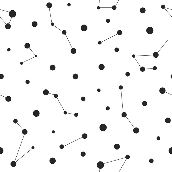 Nahtloses Muster Mit Schwarzen Sternbildern Und Punkten Auf Weißem Hintergrund — Stockvektor