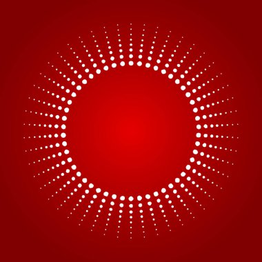 Noktalı ışık ışınları çerçevesi. Red Shine arka planda patladı. Parlak bir kıvılcım. Vektör çizimi. Güneş ışını güneş patlaması arkaplanı.