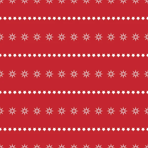 赤を基調とした白い星とのシームレスなかわいいパターン ベクトルイラスト 魔法の花火 背景は堅苦しい クリスマス ベクトルの飾り 布や紙に印刷するための休日のシンプルなテクスチャ — ストックベクタ