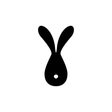 Çizgi film tavşan kafalı vektör simgesi. Beyaz üzerinde siyah tavşan. Paskalya tavşanı. Düz tasarım.