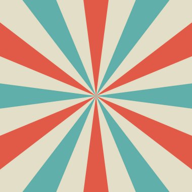 Güneş ışığı arka planda solmuş. Kırmızı ve mavi renk patlama arkaplanı. Fantezi Vektörü illüstrasyonu. Sihirli Güneş ışını desenli arka plan. Eski kağıt yıldız patlaması. Sirk biçimi