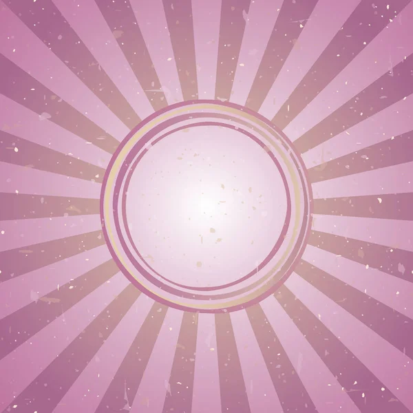 阳光回溯褪色的背景色 用破旧的圆框作文字 粉色和紫色的背景爆裂 向量模板说明 太阳光背景 老式风格 — 图库矢量图片