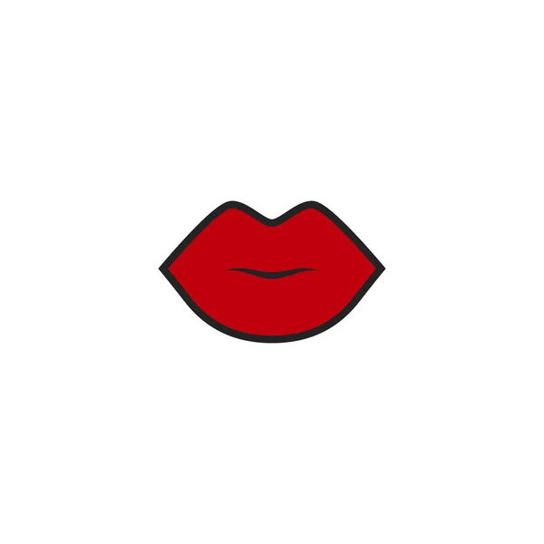 Vörös Ajkak Lenyomatot Lapos Egyszerű Ikon Elszigetelt Fehér Csók Nyom — Stock Vector