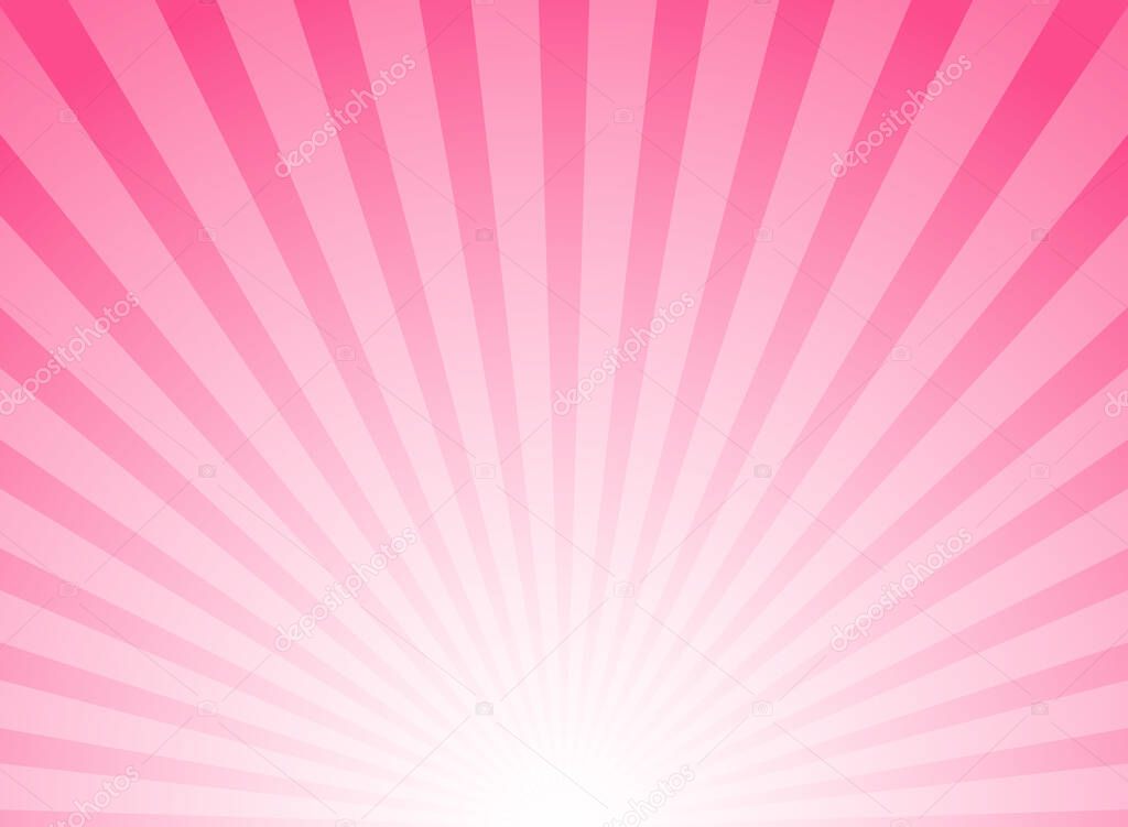 Sunlight horizontal background. Pink color burst background. Vector illustration. Sun beam ray sunburst pattern background. Retro bright backdrop. starburst wallpaper. Circus poster