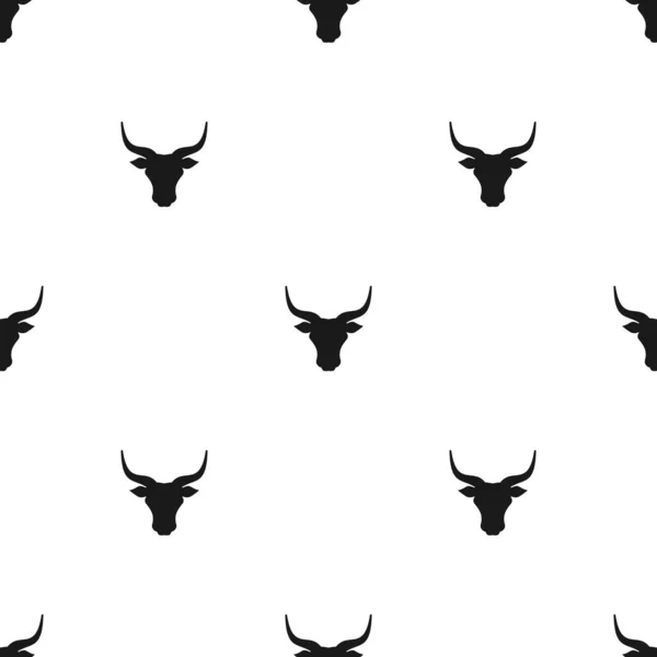 Ornamento Sem Costura Com Cabeça Touro Boi Padrão Vaca Farm — Vetor de Stock