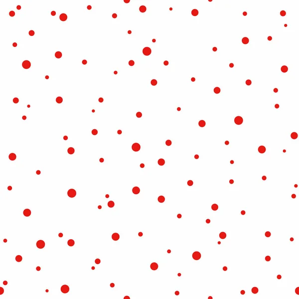 흰색작은 빨간 원과 점들로 이루어진 신비하지 않은 추상적 패턴입니다. 인쇄에 도움이 되는 장식용 벽지. — 스톡 벡터