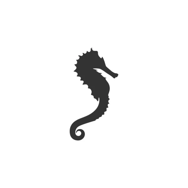 Zwart zeepaardje of hippocampus op witte achtergrond. Marine zeepaardje eenvoudige icoon. — Stockvector