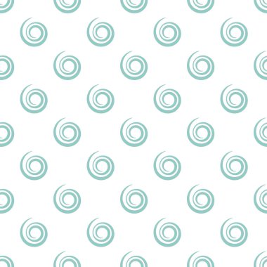 Mavi spiralli ya da beyaz helezonlu kusursuz desen. Su sembolü. Geometrik etnik stil süsü. Yuvarlak darbelerle donanma geçmişi. Vektör düz resimleme.