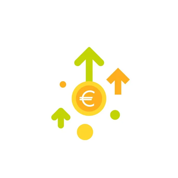 Ikon Vektor Pertumbuhan Euro Korea Emas Memenangkan Koin Dengan Tiga - Stok Vektor