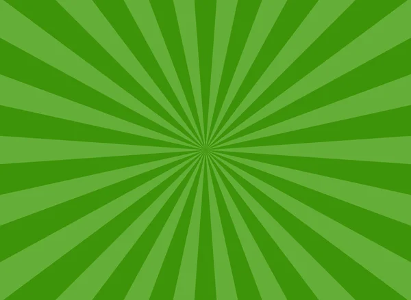 Sunlight rays horizontal background. Green color burst background. — Stock Vector