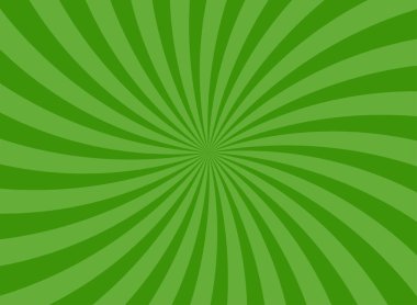 Güneş ışığı yatay spiral arka plan. yeşil renkli duvar kâğıdı. Vektör çizimi. Güneş ışını güneş patlaması desenli arka plan. Retro girdap posteri ya da pankart