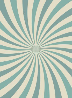 Güneş ışığı geniş yatay arkaplan. Soluk mavi ve bej rengi patlama arkaplanı. Vektör çizimi. Güneş ışını güneş patlaması desenli arka plan. Retro sirk arkaplanı.