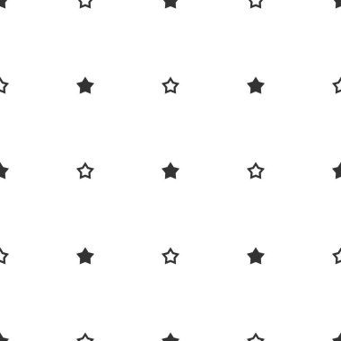 Beyaz arka planda keskin siyah yıldızlı kusursuz simetrik desen. Vektör çizimi. Sihirli gökyüzü. Stardust arka planı. Siyah ve beyaz. Takımyıldız