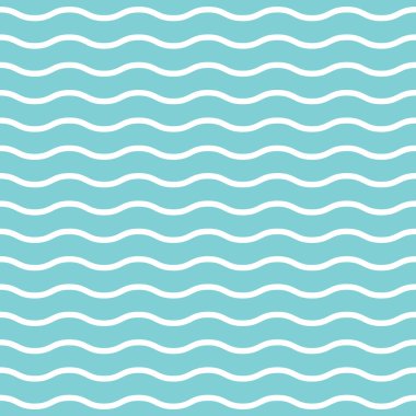 Dalgalı çizgiler. Mavi arka planda beyaz yuvarlak çizgileri olan pürüzsüz bir doku. Vektör çizimi. Deniz duvar kâğıdı. Deniz arkaplanı. Yaz deseni