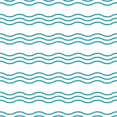 Dalgalı çizgiler. Mavi arka planda açık mavi yuvarlak çizgileri olan pürüzsüz bir doku. Vektör çizimi. Deniz duvar kâğıdı. Deniz arkaplanı. Yaz deseni