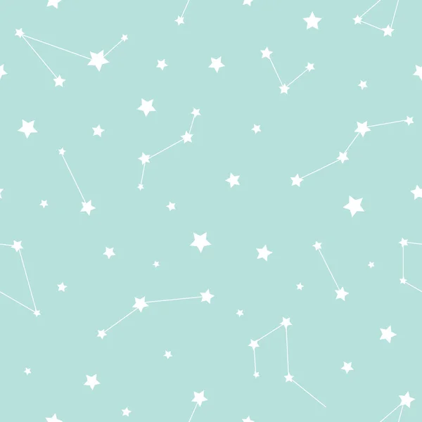 Patrón Sin Costuras Con Constelaciones Blancas Estrellas Sobre Fondo Azul — Vector de stock