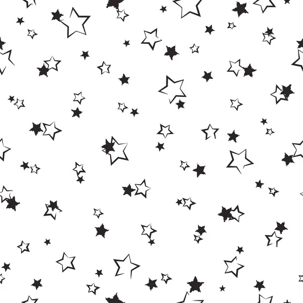 Бесшовный Сказочный Узор Каллиграфическими Потрепанными Звездами Белом Фоне Векторная Иллюстрация — стоковый вектор