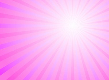 Güneş ışığı yatay arkaplan. Pembe renk patlama arkaplanı. Vektör çizimi. Güneş ışını güneş patlaması desenli arka plan. Geçmişe dönük parlak fon. Yıldız patlaması duvar kağıdı. Sirk posteri