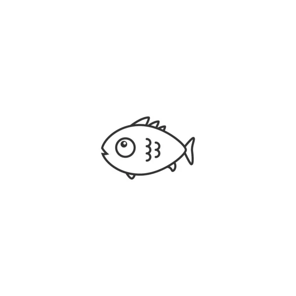 Černá Ryba Plochá Ikona Izolovaná Bílém Vektorová Ilustrace Rybolov Symbol — Stockový vektor