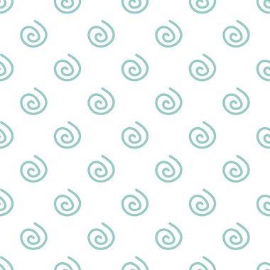 Elle çizilmiş mavi spiralleri ya da beyaz üzerinde girdapları olan kusursuz desenler. Su, hava sembolü. Geometrik etnik stil süsü. Yuvarlak darbelerle donanma geçmişi. Vektör düz resimleme.