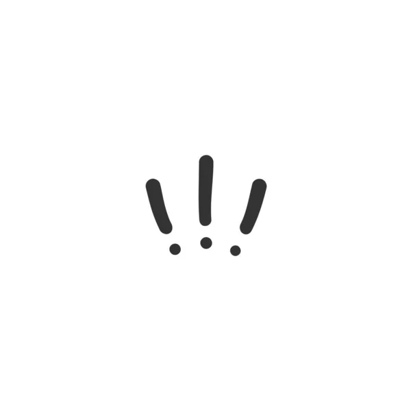 三只黑手画的感叹号 警告图标隔离在白色 注意平面象形文字 — 图库矢量图片