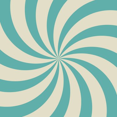 Güneş ışığı spirali geniş arka planda. Soluk mavi ve bej rengi patlama arkaplanı. Vektör çizimi. Güneş ışını güneş patlaması desenli arka plan. Retro sirk arkaplanı.