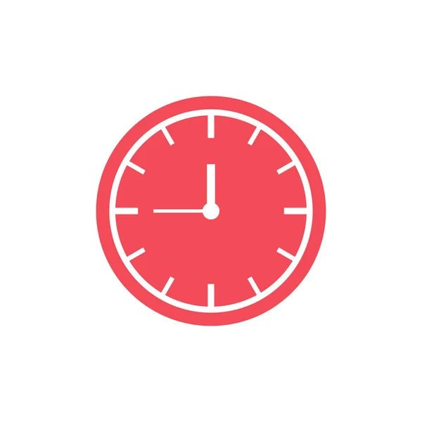 Relógio Vermelho Ícone Plano Isolado Fundo Branco Pictograma Tempo Minutos — Vetor de Stock