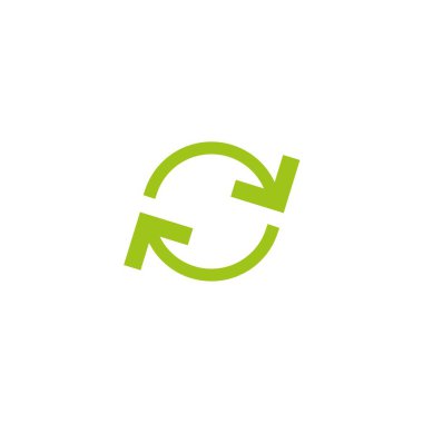 refresh or repeat icon . Two green opposite round arrows isolated on white. Flat icon. Exchange icon. Good for web and software interfaces. Flip flop pictogram.