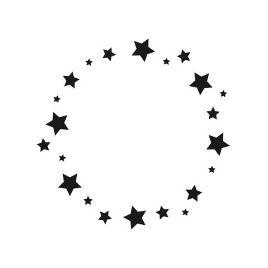 Yıldızlı siyah yuvarlak etiket. Beyaz arka planda en iyi ödül, kazanan ödül çelengi. Metin için Starry Circle etiketi. Kart, davet, duvar kağıdı için vektör arkaplanı.