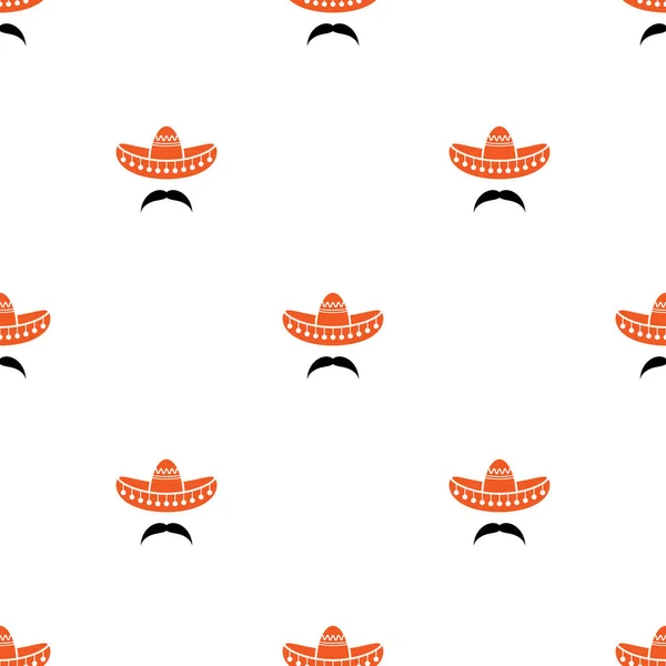 Modèle Sans Couture Avec Sombrero Moustache Chapeaux Mexicains Ornement Sur — Image vectorielle
