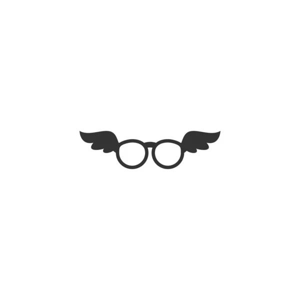 Negro Plana Hipster Gafas Con Alas Icono Aislado Sobre Blanco — Vector de stock