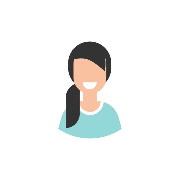 Girl Smile Avatar Cute Happy Woman Face Flat Icon Isolated — Διανυσματικό Αρχείο