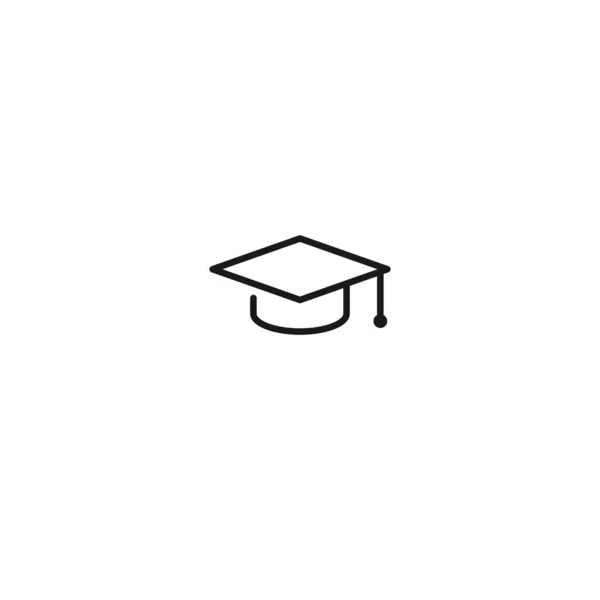 Graduation Cap Mortar Board Line Icon Tassel Flat Illustration Isolated — Stock Vector