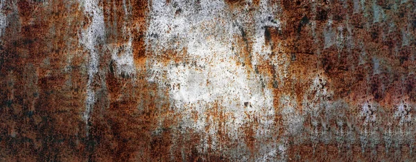 Fondo Textura Metal Oxidado Metal Viejo Banner Panorama Web Con —  Fotos de Stock