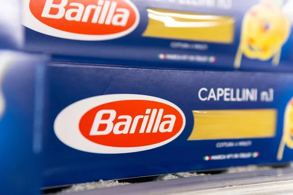 Tyumen Russia October 2020 Barilla Pasta Shelves Hypermarket Company Founded — Stock Photo, Image