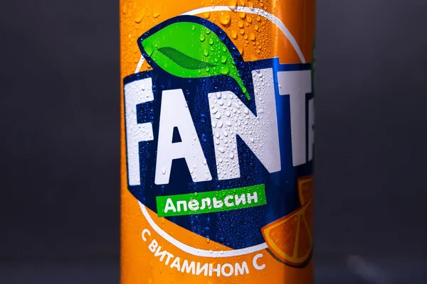 Tyumen Rusland November 2020 Kan Fanta Drank Afsluiten Fanta Alcoholvrije — Stockfoto