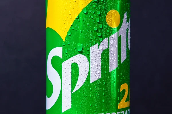 Tyumen Oroszország November 2020 Sprite Can Logó Sprite Citromos Lime — Stock Fotó