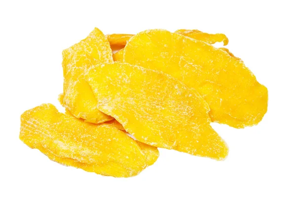 Hög Med Skiva Uttorkad Mango Isolerad Vit Bakgrund — Stockfoto